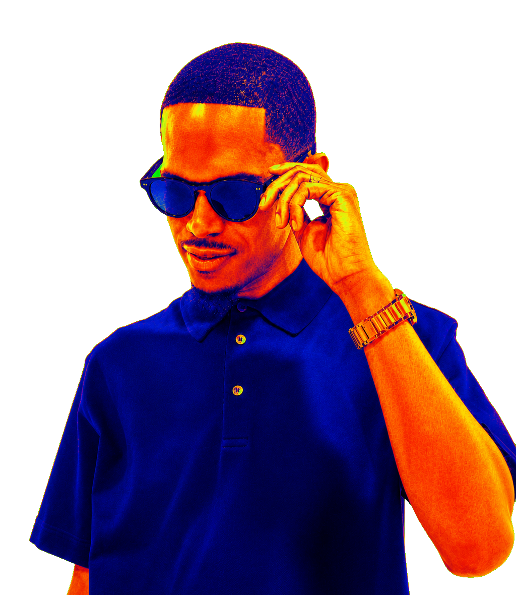 DJ BRE wearing sunglasses and a black polo